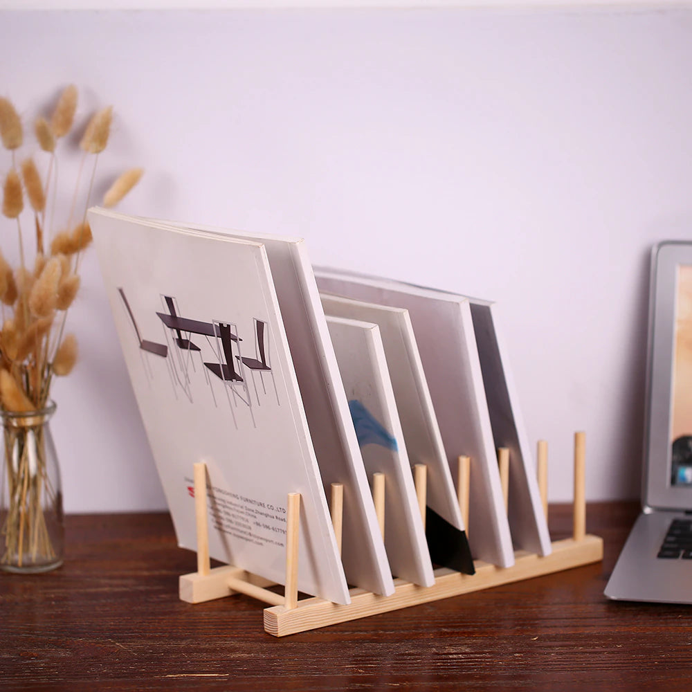 Wooden Desktop Document Organizer (Large - Rear View)